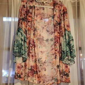 Style & Co. Multicolor Floral sheer kimono